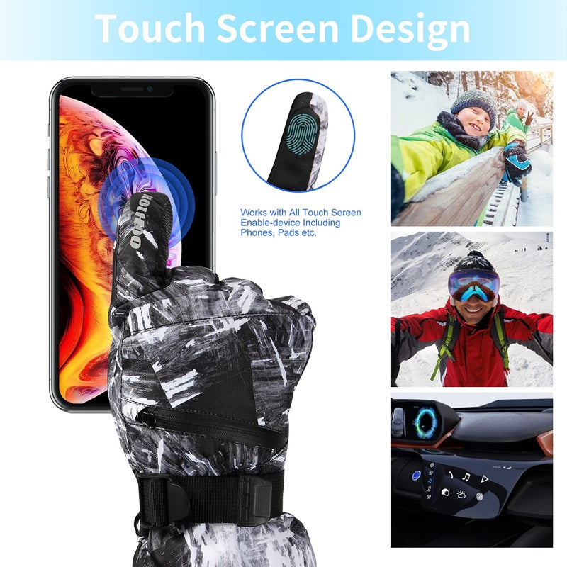 HOIHOO Ski Gloves  Waterproof Snow Gloves -30? Winter Gloves for Cold Weather Touchscreen Snowboard Glove Warm for Men Women (Black  Large) - Image 2